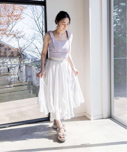 RANDA（ランダ）の「2WAYショルダーリボントップス（タンクトップ・レディース・グレー/クリーム/パープル・0/1）」の8枚目の写真