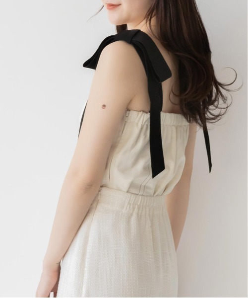 RANDA（ランダ）の「2WAYショルダーリボントップス（タンクトップ・レディース・グレー/クリーム/パープル・0/1）」の9枚目の写真