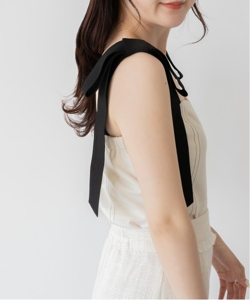 RANDA（ランダ）の「2WAYショルダーリボントップス（タンクトップ・レディース・グレー/クリーム/パープル・0/1）」の10枚目の写真