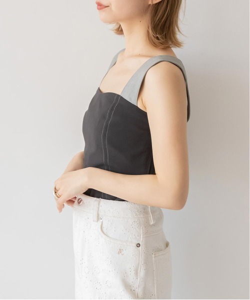 RANDA（ランダ）の「2WAYショルダーリボントップス（タンクトップ・レディース・グレー/クリーム/パープル・0/1）」の19枚目の写真