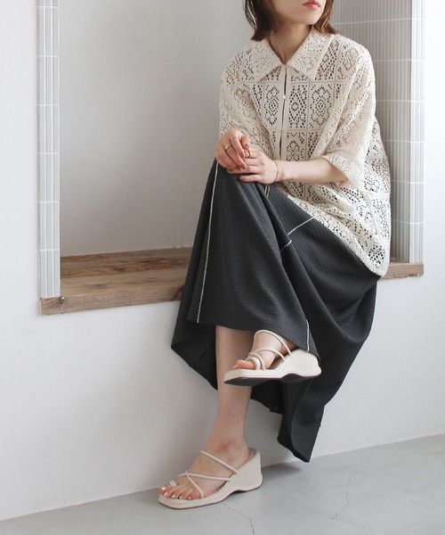 Crisp（クリスプ）の「バイカラーメロウフレアスカート（スカート・レディース・アイボリー/チャコールグレー・FREE）」の20枚目の写真