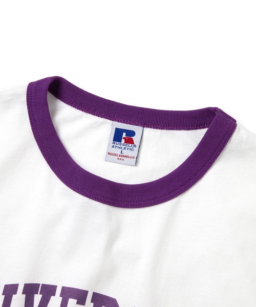Russell Athletic（ラッセルアスレティック）の「【DOSHISHA UNIVERSITY】カレッジロゴTシャツB（Tシャツ/カットソー・メンズ・ホワイト/パープル・XL/S/M/L）」の4枚目の写真