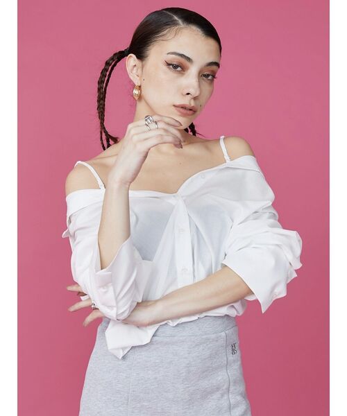 EVRIS（エヴリス）の「マルチウェイシャツトップス（シャツ/ブラウス・レディース・その他1/ホワイト・FREE）」の3枚目の写真