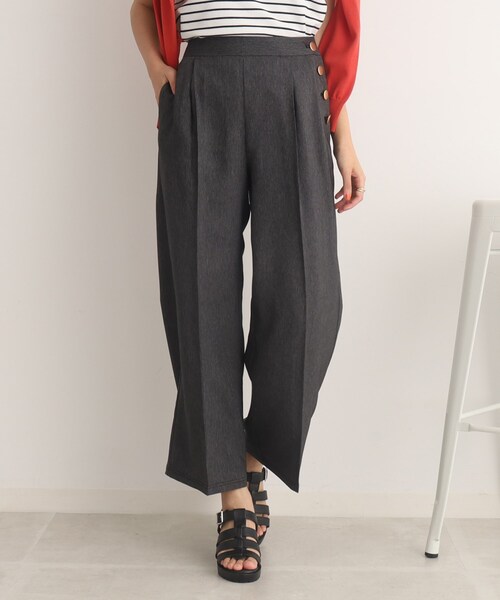 DRESKIP(ドレスキップ)の「◆大人のキレイめコーデに! デニム調 金ボタン ワイドパンツ(その他パンツ・レディース・ブルー/ブラック/ベージュ・02/03/04)」の8枚目の写真