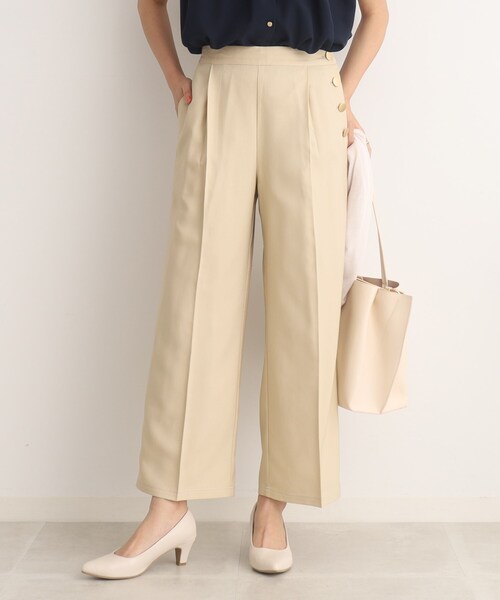 DRESKIP(ドレスキップ)の「◆大人のキレイめコーデに! デニム調 金ボタン ワイドパンツ(その他パンツ・レディース・ブルー/ブラック/ベージュ・02/03/04)」の5枚目の写真