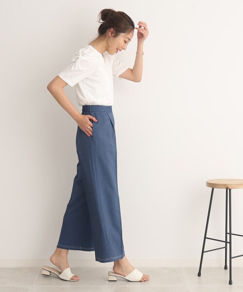 DRESKIP(ドレスキップ)の「◆大人のキレイめコーデに! デニム調 金ボタン ワイドパンツ(その他パンツ・レディース・ブルー/ブラック/ベージュ・02/03/04)」の18枚目の写真