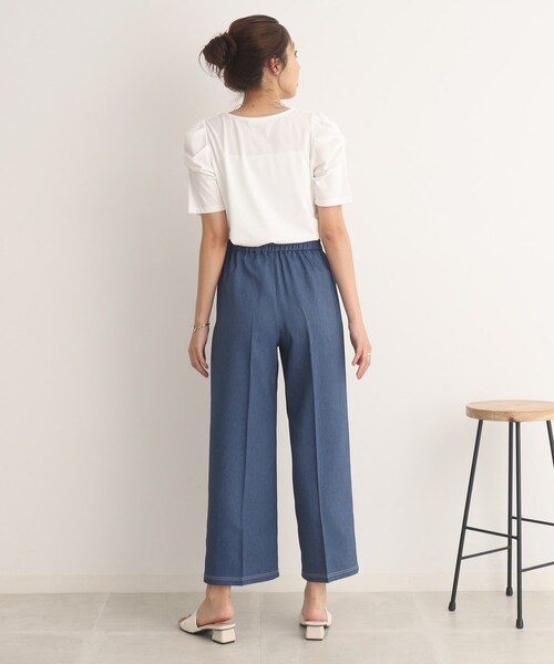 DRESKIP(ドレスキップ)の「◆大人のキレイめコーデに! デニム調 金ボタン ワイドパンツ(その他パンツ・レディース・ブルー/ブラック/ベージュ・02/03/04)」の12枚目の写真