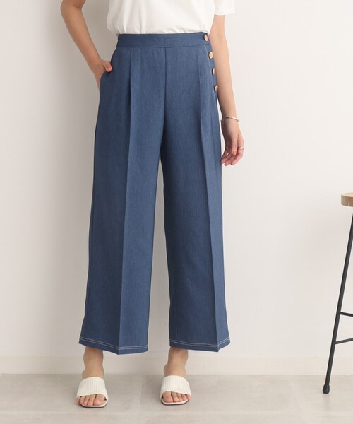 DRESKIP(ドレスキップ)の「◆大人のキレイめコーデに! デニム調 金ボタン ワイドパンツ(その他パンツ・レディース・ブルー/ブラック/ベージュ・02/03/04)」の15枚目の写真