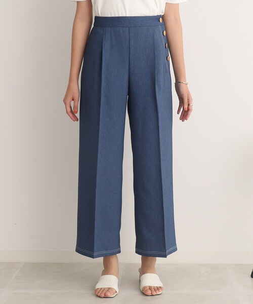 DRESKIP(ドレスキップ)の「◆大人のキレイめコーデに! デニム調 金ボタン ワイドパンツ(その他パンツ・レディース・ブルー/ブラック/ベージュ・02/03/04)」の22枚目の写真