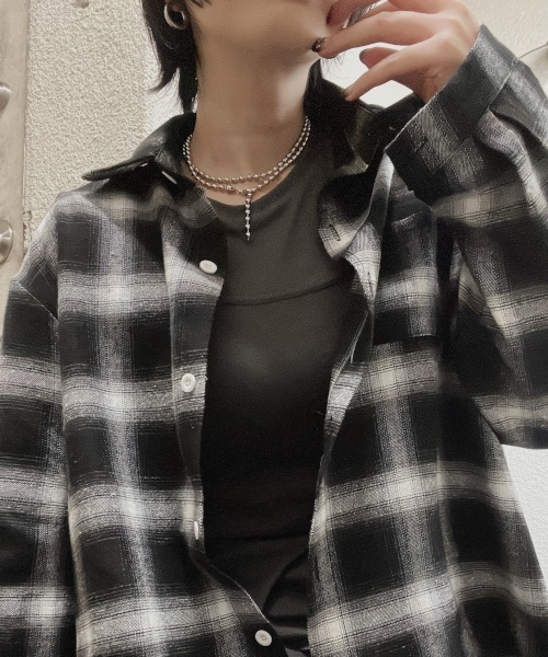 MASHIRO(マシロ)の「【MASHIRO】チェックシャツ(シャツ/ブラウス・レディース・ブラック・FREE)」の9枚目の写真