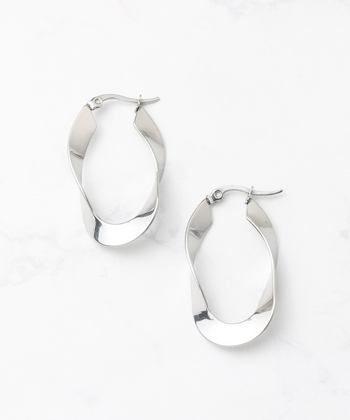 Mag.(マグ)の「【Stainless】Tears Ring Pierce 35mm-ティアーズリング ピアス(ピアス(両耳用)・レディース・ブラック/シルバー/ゴールド・FREE)」の2枚目の写真