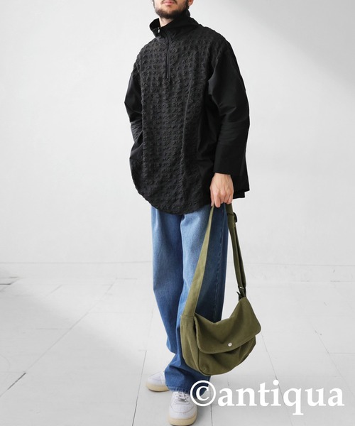 大人気【antipua】ハーフジップトップス antiqua ハーフジップトップス レディース トップス 長袖 送料