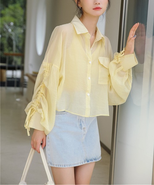 MAISON DE THERESE（メゾン ド テレーズ）の「シアー長袖日焼け止めジャケット（テーラードジャケット・レディース・イエロー/ホワイト/ブルー・L/M）」の3枚目の写真