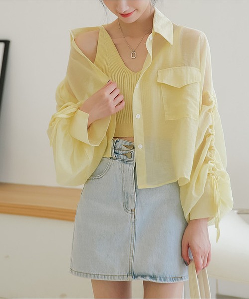 MAISON DE THERESE（メゾン ド テレーズ）の「シアー長袖日焼け止めジャケット（テーラードジャケット・レディース・イエロー/ホワイト/ブルー・L/M）」の18枚目の写真