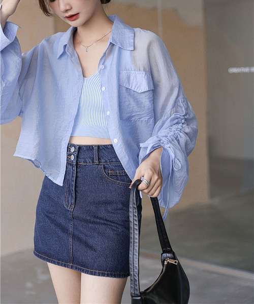 MAISON DE THERESE（メゾン ド テレーズ）の「シアー長袖日焼け止めジャケット（テーラードジャケット・レディース・イエロー/ホワイト/ブルー・L/M）」の10枚目の写真