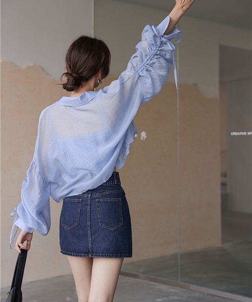 MAISON DE THERESE（メゾン ド テレーズ）の「シアー長袖日焼け止めジャケット（テーラードジャケット・レディース・イエロー/ホワイト/ブルー・L/M）」の13枚目の写真