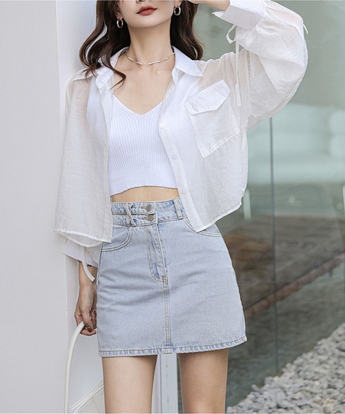 MAISON DE THERESE（メゾン ド テレーズ）の「シアー長袖日焼け止めジャケット（テーラードジャケット・レディース・イエロー/ホワイト/ブルー・L/M）」の6枚目の写真