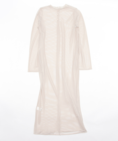 STYLEBLOCK（スタイルブロック）の「ファインメッシュシアーフレアスリーブワンピース（ワンピース・レディース・グレイッシュベージュ/ホワイト系その他/ブラック・M）」の5枚目の写真