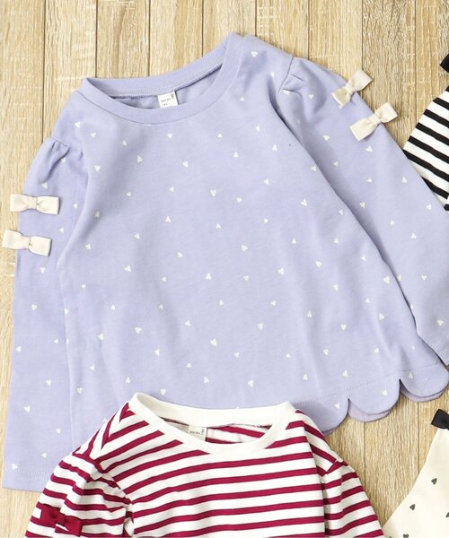 apres les cours（アプレレクール）の「リボンスカラップTシャツ（Tシャツ/カットソー・キッズ・ラベンダー/レッド/アイボリー/ブラック・100/110/90/80/130/140/120）」の3枚目の写真