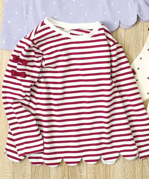 apres les cours（アプレレクール）の「リボンスカラップTシャツ（Tシャツ/カットソー・キッズ・ラベンダー/レッド/アイボリー/ブラック・100/110/90/80/130/140/120）」の4枚目の写真