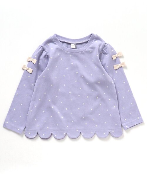 apres les cours（アプレレクール）の「リボンスカラップTシャツ（Tシャツ/カットソー・キッズ・ラベンダー/レッド/アイボリー/ブラック・100/110/90/80/130/140/120）」の6枚目の写真