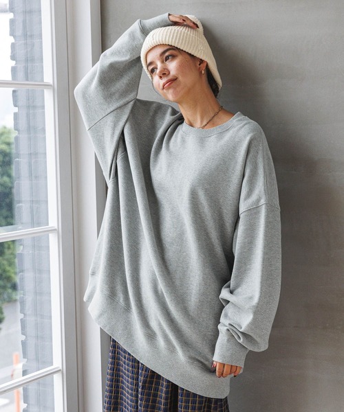 BAYFLOW（ベイフロー）の「裏毛BIGチュニック（チュニック・レディース・オフホワイト/杢グレー/ブラック/パープル・FREE）」の3枚目の写真