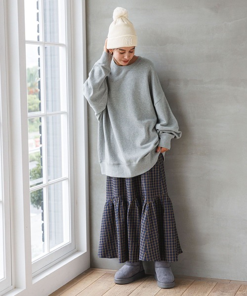 BAYFLOW（ベイフロー）の「裏毛BIGチュニック（チュニック・レディース・オフホワイト/杢グレー/ブラック/パープル・FREE）」の13枚目の写真