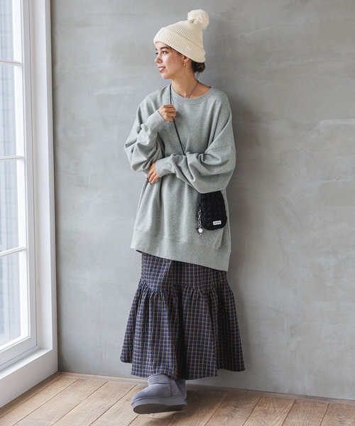 BAYFLOW（ベイフロー）の「裏毛BIGチュニック（チュニック・レディース・オフホワイト/杢グレー/ブラック/パープル・FREE）」の14枚目の写真