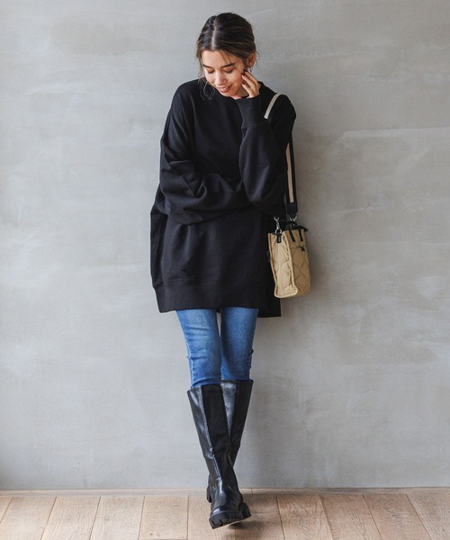 BAYFLOW（ベイフロー）の「裏毛BIGチュニック（チュニック・レディース・オフホワイト/杢グレー/ブラック/パープル・FREE）」の9枚目の写真