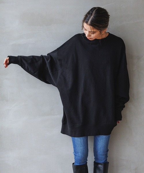 BAYFLOW（ベイフロー）の「裏毛BIGチュニック（チュニック・レディース・オフホワイト/杢グレー/ブラック/パープル・FREE）」の11枚目の写真