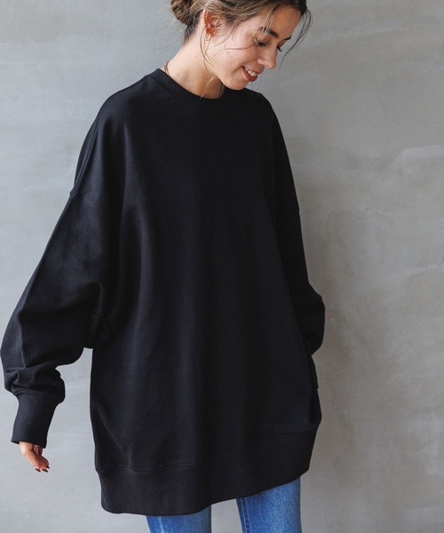 BAYFLOW（ベイフロー）の「裏毛BIGチュニック（チュニック・レディース・オフホワイト/杢グレー/ブラック/パープル・FREE）」の12枚目の写真