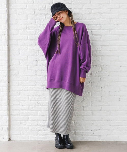 BAYFLOW（ベイフロー）の「裏毛BIGチュニック（チュニック・レディース・オフホワイト/杢グレー/ブラック/パープル・FREE）」の17枚目の写真