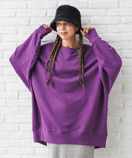 BAYFLOW（ベイフロー）の「裏毛BIGチュニック（チュニック・レディース・オフホワイト/杢グレー/ブラック/パープル・FREE）」の18枚目の写真