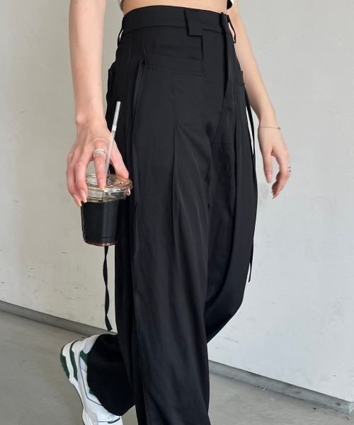 nemne store（ネンネストア）の「《Delfy》サイドリボンストレートスラックス（スラックス・レディース・ライトグレー/ブラック/スミクロ・SMALL/MEDIUM）」の9枚目の写真