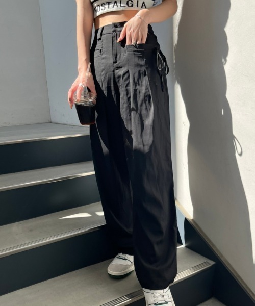 nemne store（ネンネストア）の「《Delfy》サイドリボンストレートスラックス（スラックス・レディース・ライトグレー/ブラック/スミクロ・SMALL/MEDIUM）」の12枚目の写真