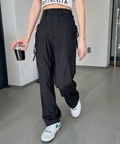 nemne store（ネンネストア）の「《Delfy》サイドリボンストレートスラックス（スラックス・レディース・ライトグレー/ブラック/スミクロ・SMALL/MEDIUM）」の10枚目の写真