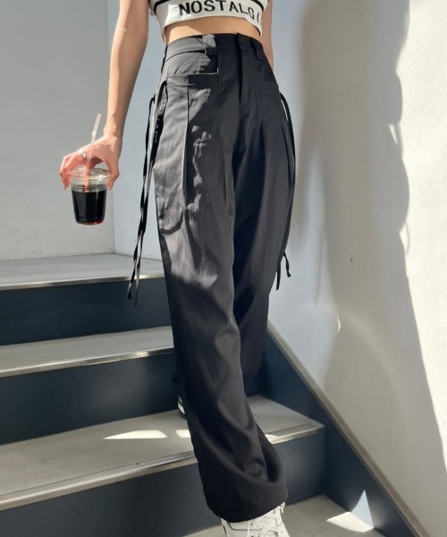 nemne store（ネンネストア）の「《Delfy》サイドリボンストレートスラックス（スラックス・レディース・ライトグレー/ブラック/スミクロ・SMALL/MEDIUM）」の13枚目の写真