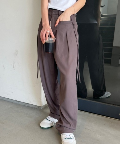 nemne store（ネンネストア）の「《Delfy》サイドリボンストレートスラックス（スラックス・レディース・ライトグレー/ブラック/スミクロ・SMALL/MEDIUM）」の18枚目の写真