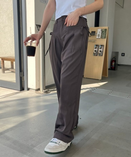 nemne store（ネンネストア）の「《Delfy》サイドリボンストレートスラックス（スラックス・レディース・ライトグレー/ブラック/スミクロ・SMALL/MEDIUM）」の16枚目の写真