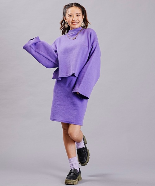 DISCUS ATHLETIC（ディスカス　アスレチック）の「DISCUS ATHLETIC/ディスカスアスレチック ダブルジャガードニット クロップドニット フレアスリーブ/セットアップ対応 3487-8974（ニット/セーター・レディース・ブラック/パープル・M）」の14枚目の写真