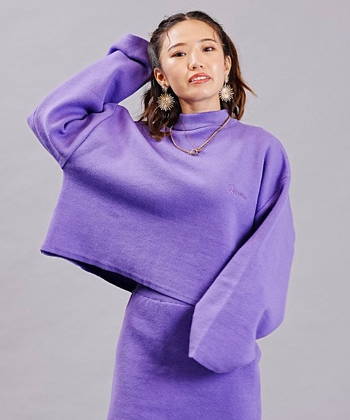 DISCUS ATHLETIC（ディスカス　アスレチック）の「DISCUS ATHLETIC/ディスカスアスレチック ダブルジャガードニット クロップドニット フレアスリーブ/セットアップ対応 3487-8974（ニット/セーター・レディース・ブラック/パープル・M）」の11枚目の写真