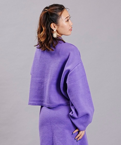 DISCUS ATHLETIC（ディスカス　アスレチック）の「DISCUS ATHLETIC/ディスカスアスレチック ダブルジャガードニット クロップドニット フレアスリーブ/セットアップ対応 3487-8974（ニット/セーター・レディース・ブラック/パープル・M）」の13枚目の写真