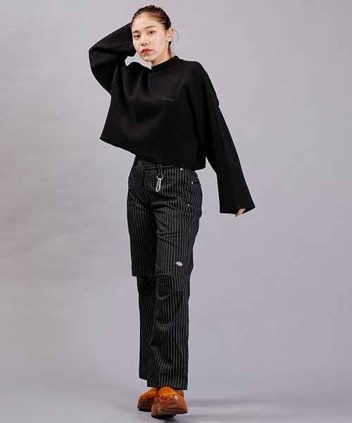 DISCUS ATHLETIC（ディスカス　アスレチック）の「DISCUS ATHLETIC/ディスカスアスレチック ダブルジャガードニット クロップドニット フレアスリーブ/セットアップ対応 3487-8974（ニット/セーター・レディース・ブラック/パープル・M）」の7枚目の写真