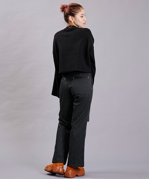 DISCUS ATHLETIC（ディスカス　アスレチック）の「DISCUS ATHLETIC/ディスカスアスレチック ダブルジャガードニット クロップドニット フレアスリーブ/セットアップ対応 3487-8974（ニット/セーター・レディース・ブラック/パープル・M）」の9枚目の写真