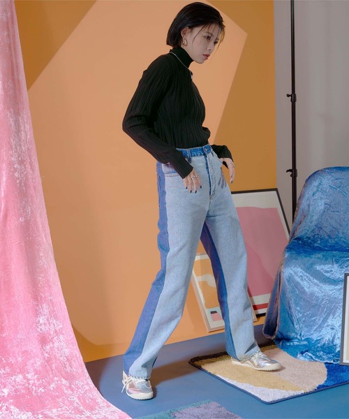 miette（ミエット）の「ウェーブラインハイネックニット（ニット/セーター・レディース・ブラック/レッド/ブルー/グリーン・FREE）」の5枚目の写真