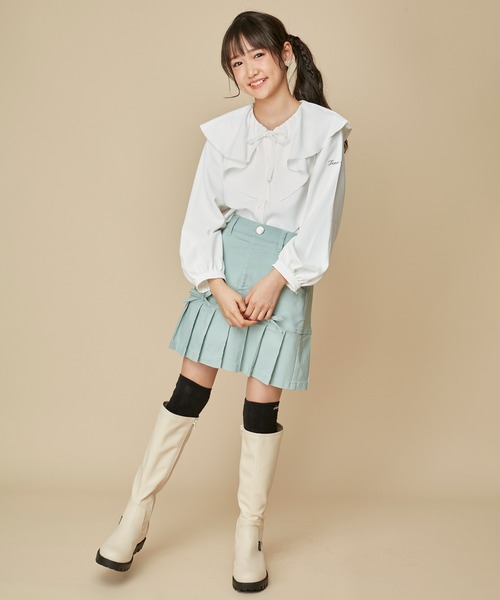 JENNI love（ジェニィラブ）の「ビッグドレープカラーブラウス（シャツ/ブラウス・キッズ・ピンク/ミント/オフホワイト・130cm/160cm/140cm/150cm）」の8枚目の写真