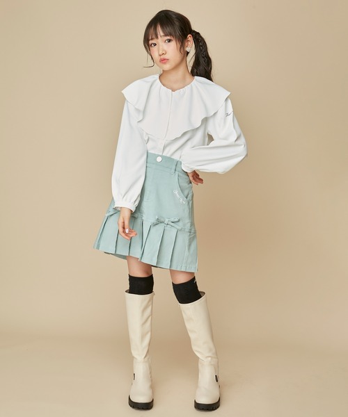 JENNI love（ジェニィラブ）の「ビッグドレープカラーブラウス（シャツ/ブラウス・キッズ・ピンク/ミント/オフホワイト・130cm/160cm/140cm/150cm）」の9枚目の写真