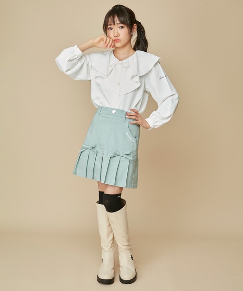 JENNI love（ジェニィラブ）の「ビッグドレープカラーブラウス（シャツ/ブラウス・キッズ・ピンク/ミント/オフホワイト・130cm/160cm/140cm/150cm）」の7枚目の写真