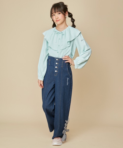 JENNI love（ジェニィラブ）の「ビッグドレープカラーブラウス（シャツ/ブラウス・キッズ・ピンク/ミント/オフホワイト・130cm/160cm/140cm/150cm）」の11枚目の写真