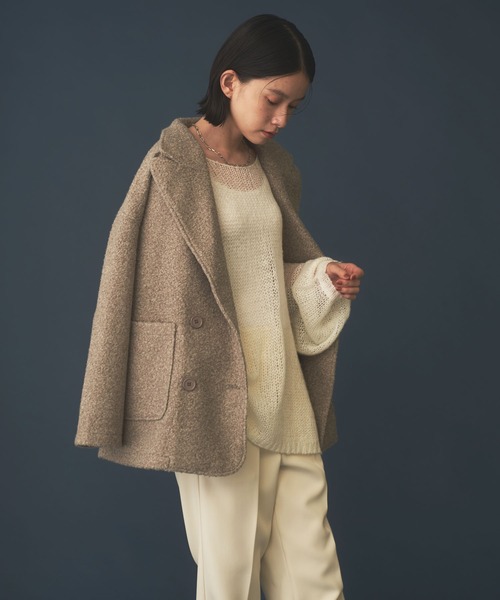 専用です！sheller ブークレコクーンショートコート　シェリエ　ジャケット シェリエ ブークレコクーンショートコート black